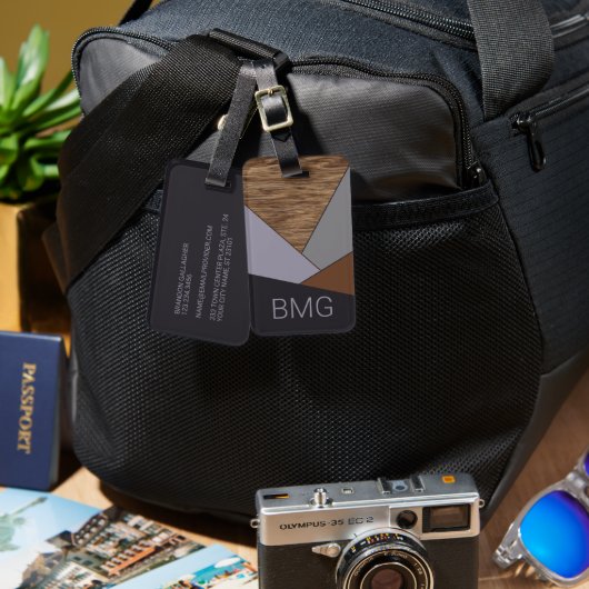 カスタム幾何クール抽象芸術ブロックアートパターン ラゲッジタグ (正面&裏面)