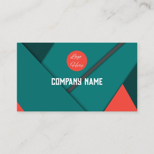 カスタム幾何モダンティール（緑がかった色）及び赤テーマ 名刺 (正面)