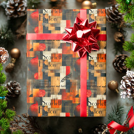 カスタム幾何モダン色、黒および茶色のトーン ラッピングペーパー