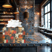 カスタム幾何モダン色、黒および茶色のトーン ラッピングペーパー