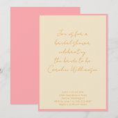カスタム幾何学ピンククリームスクリプト ブライダルシャワー 招待状 (正面/裏面)