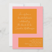 カスタム幾何学的ピンクオレンジスクリプトブライダルシャワー 招待状 (正面)