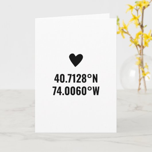 カスタム座標経度緯度バレンタインズ カード (黄色い花)
