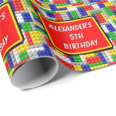 カスタム建物ブロックカラーボーイの誕生日/パーティー ラッピングペーパー (ロールコーナー)