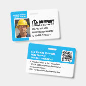 カスタム建築サイトIDロゴQRコードブルー バッジ (正面&裏面)