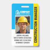 カスタム建築サイトIDロゴQRコードブルー バッジ (正面)