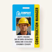 カスタム建築サイトIDロゴQRコードブルー バッジ (正面)