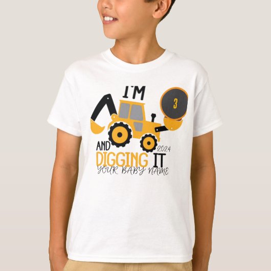 カスタム建設お誕生日おめでとうTシャツ Tシャツ (正面)
