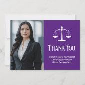 カスタム弁護士事務所パープル白い弁護士の写真 サンキューカード (正面)