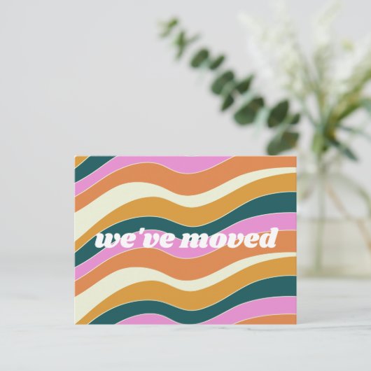 カスタム引っ越しましたニューホームレトロ鮮やか ポストカード (スタンド正面)