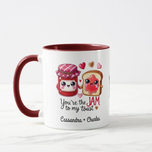 カスタム引用文おもしろい「Jam to My Toast」 マグカップ (左)