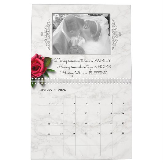 カスタム引用文と写真 カレンダー (2月 2026)