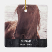 カスタム引用文の記憶は、馬のための記念碑 セラミックオーナメント (裏面)