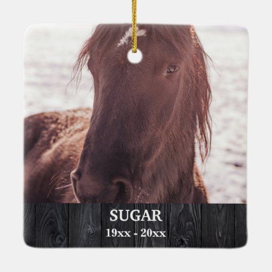 カスタム引用文の記憶は、馬のための記念碑 セラミックオーナメント (裏面)