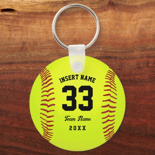 カスタム引用文やる気を起こさせるソフトボールチーム キーホルダー (正面)
