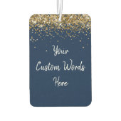 カスタム引用文ネイビーパーソナライズされたホワイト金ゴールド車 カーエアーフレッシュナー (裏面)
