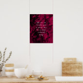 カスタム引用文ブラック大理石、ラズベリーピンクを追加 ポスター (キッチン)