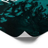 カスタム引用文ブラック&ティール（緑がかった色）大理石をはっきりした追加 ポスター (角)