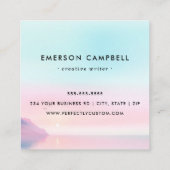 カスタム引用文メッセージ水の色の海の上の日の出 スクエア名刺 (裏面)