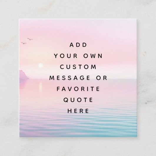 カスタム引用文メッセージ水の色の海の上の日の出 スクエア名刺 (正面)