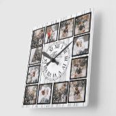 カスタム引用文付きフォトコラージュ スクエア壁時計 (傾斜)