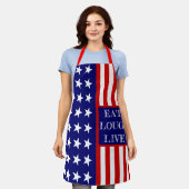 カスタム引用文名パーソナライズされた米国国旗 エプロン (着用した状態)