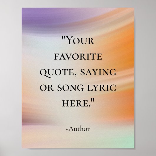 カスタム引用文大理石ウェーブウォーターやる気を起こさせるカラー ポスター (正面)