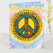 カスタム引用文戦争は健全ではない平和署名絞り染め カード (黄色い花)