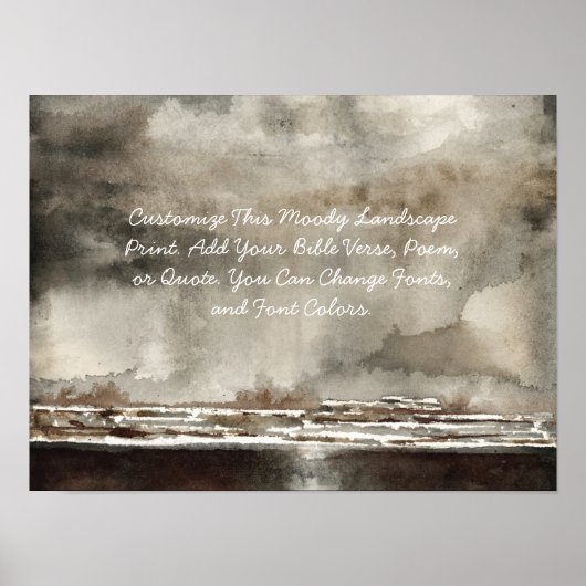 カスタム引用文独自の単語をアップロードMoodyWatercolor ポスター (正面)