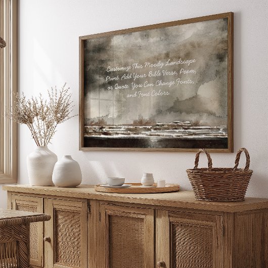 カスタム引用文独自の単語をアップロードMoodyWatercolor ポスター