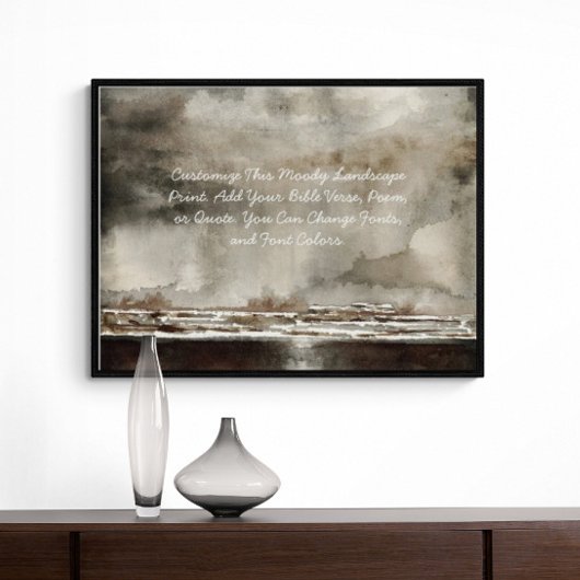 カスタム引用文独自の単語をアップロードMoodyWatercolor ポスター