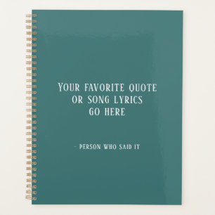 カスタム引用文、ティール(緑がかった色) プランナー手帳