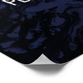 カスタム引用文Black & Navy Blue Marbleを追加 ポスター (角)