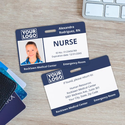 カスタム従業員の写真ロゴNavy Blue Medical ID バッジ