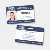カスタム従業員の写真ロゴNavy Blue Medical ID バッジ (正面＆裏面)