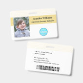 カスタム従業員の写真名ロゴバーコードID バッジ (正面＆裏面)