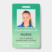 カスタム従業員の写真緑のグラデーション医療ID バッジ (正面)