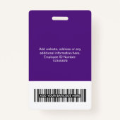 カスタム従業員の大きな写真の紫のロゴ名 バッジ (裏面)