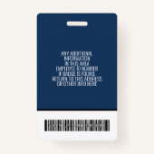 カスタム従業員の縦型フォトバーコードロゴ名 バッジ (裏面)