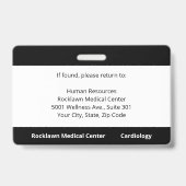 カスタム従業員フォトブラック病院ID バッジ (裏面)