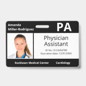 カスタム従業員フォトブラック病院ID バッジ (正面)