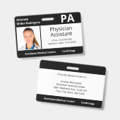 カスタム従業員フォトブラック病院ID バッジ (正面＆裏面)