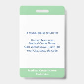 カスタム従業員フォトライトグリーンホワイト医療ID バッジ (Back)