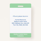 カスタム従業員フォトライトグリーンホワイト医療ID バッジ (裏面)