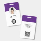 カスタム従業員モダンIDカード紫QRバッジ バッジ (正面＆裏面)
