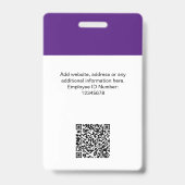カスタム従業員モダンIDカード紫QRバッジ バッジ (裏面)