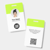 カスタム従業員モダンIDカード酸グリーンQR バッジ (正面＆裏面)