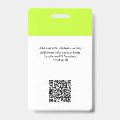 カスタム従業員モダンIDカード酸グリーンQR バッジ (裏面)