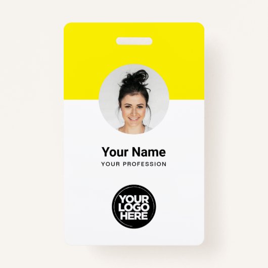 カスタム従業員モダンIDカード黄色QRバッジ バッジ (正面)