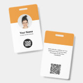 カスタム従業員モダンIDカードTangerine QR バッジ (正面＆裏面)